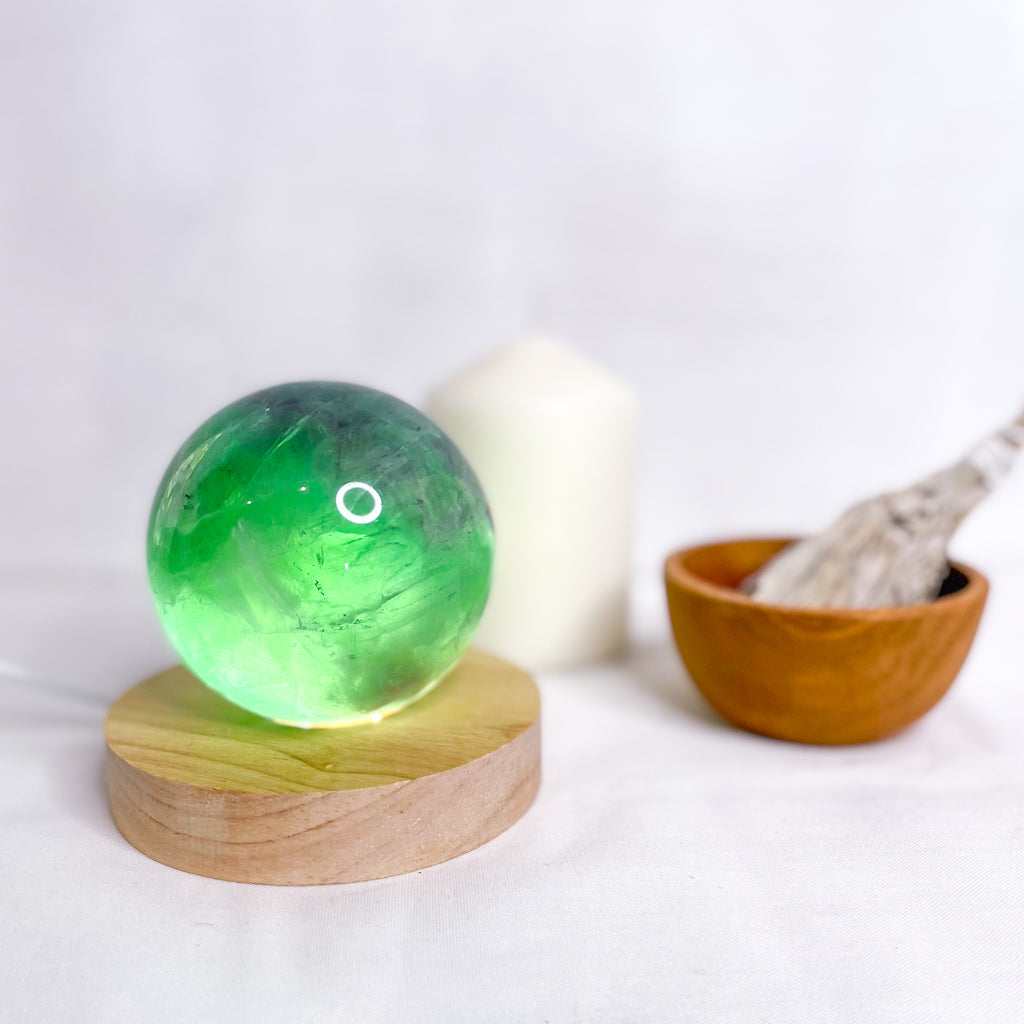 Fluorite crystal polished sphere L