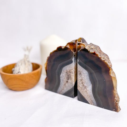 Natural Agate crystal bookend pair