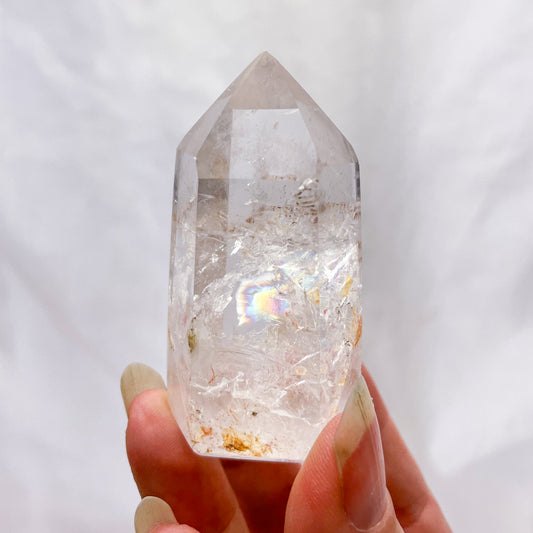 Clear quartz rainbow inclusion crystal generator