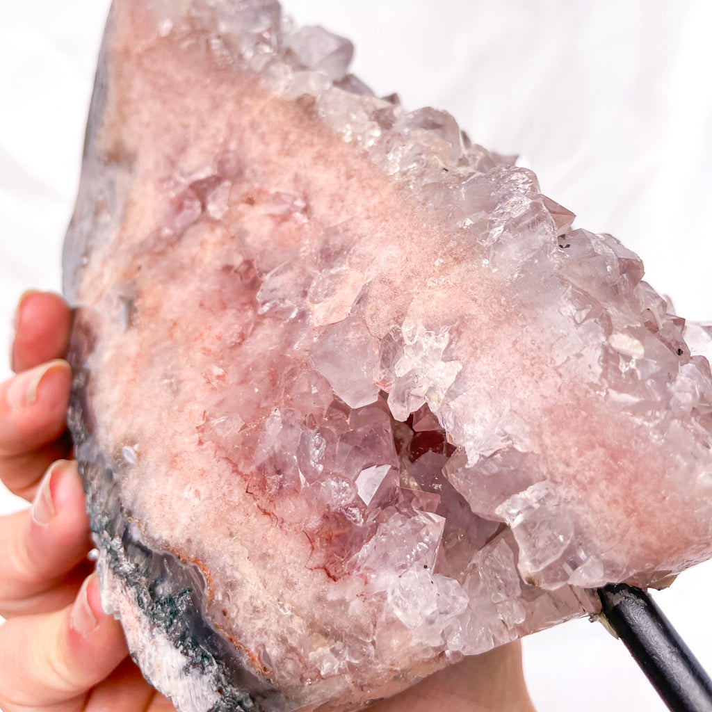 Pink Amethyst polished cluster crystal on stand 1.4kg
