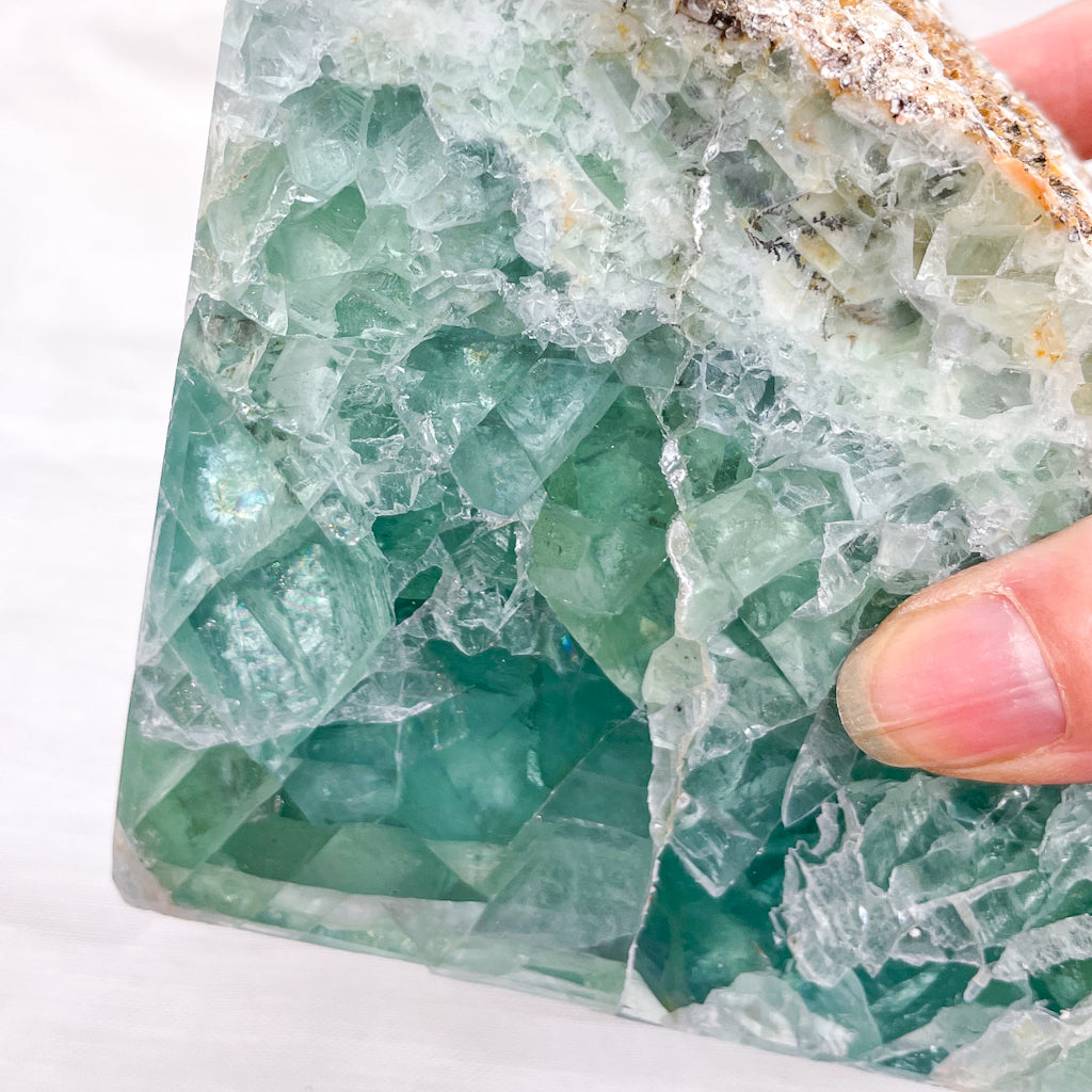 Fluorite green polished crystal bookend pair 2.9kg