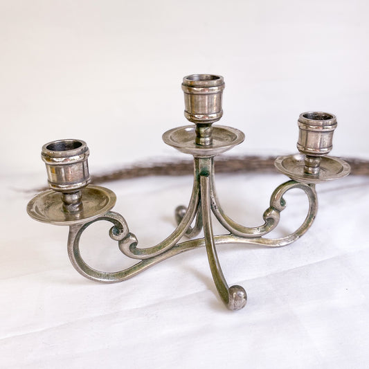 Antique silver 3 candle holder