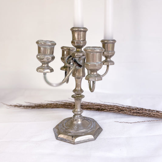 Antique silver 5 candle holder