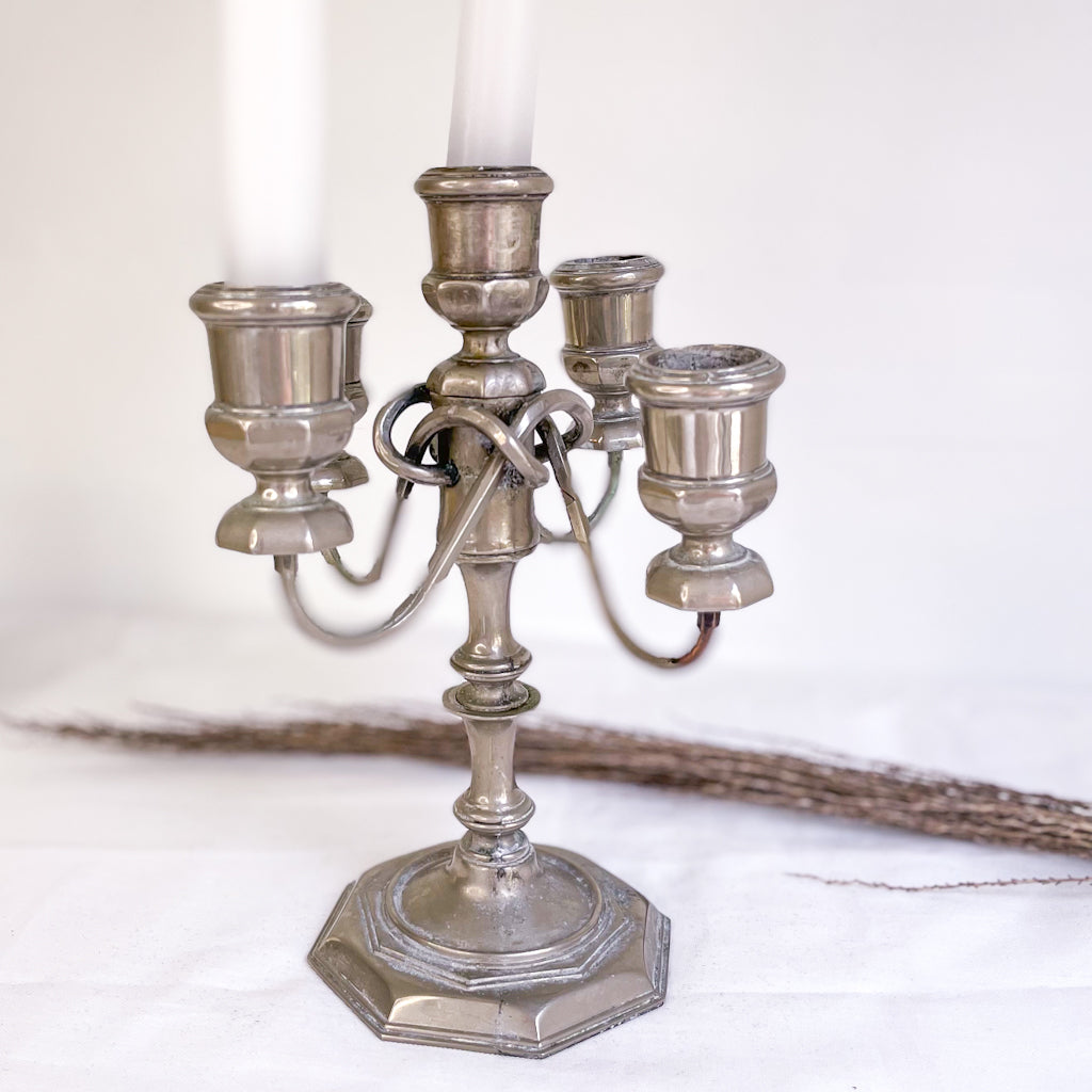 Antique silver 5 candle holder