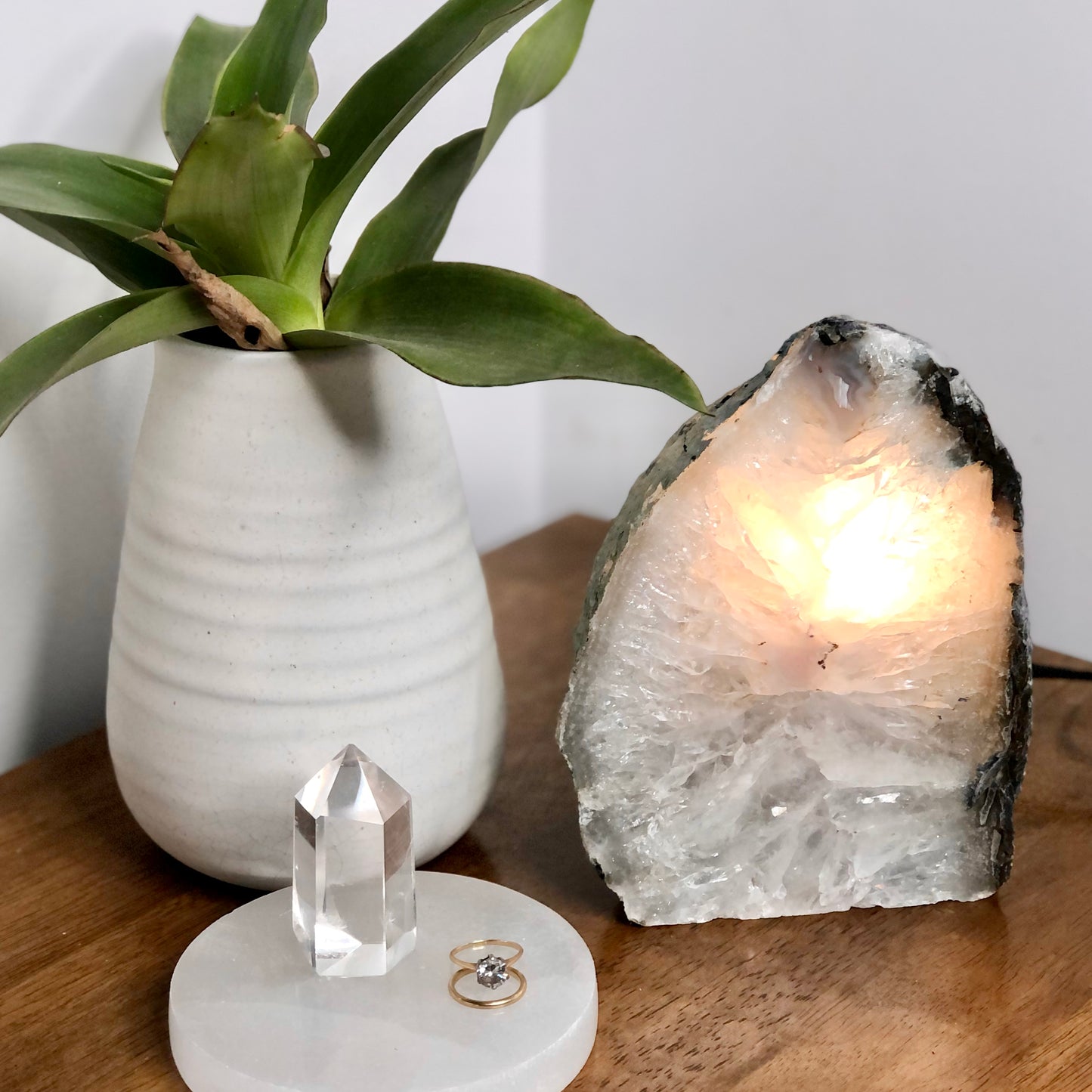 Clear quartz crystal geode lamp 1.3kg