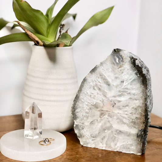 Clear quartz crystal geode lamp 1.3kg