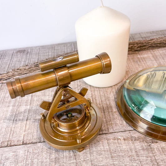 Antique Theodolite brass alidade telescope compass