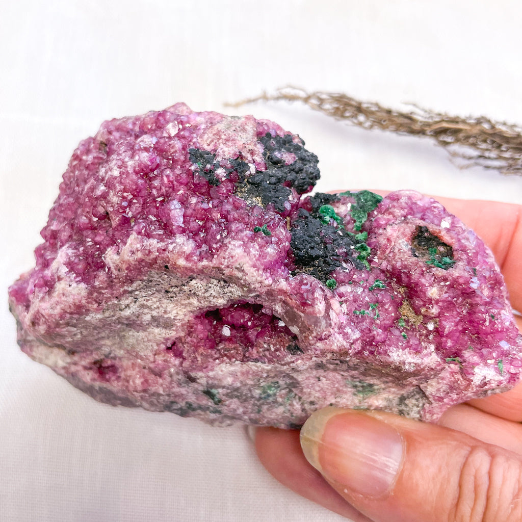 Pink Colbolto Calcite+ Malachite crystal cluster 170