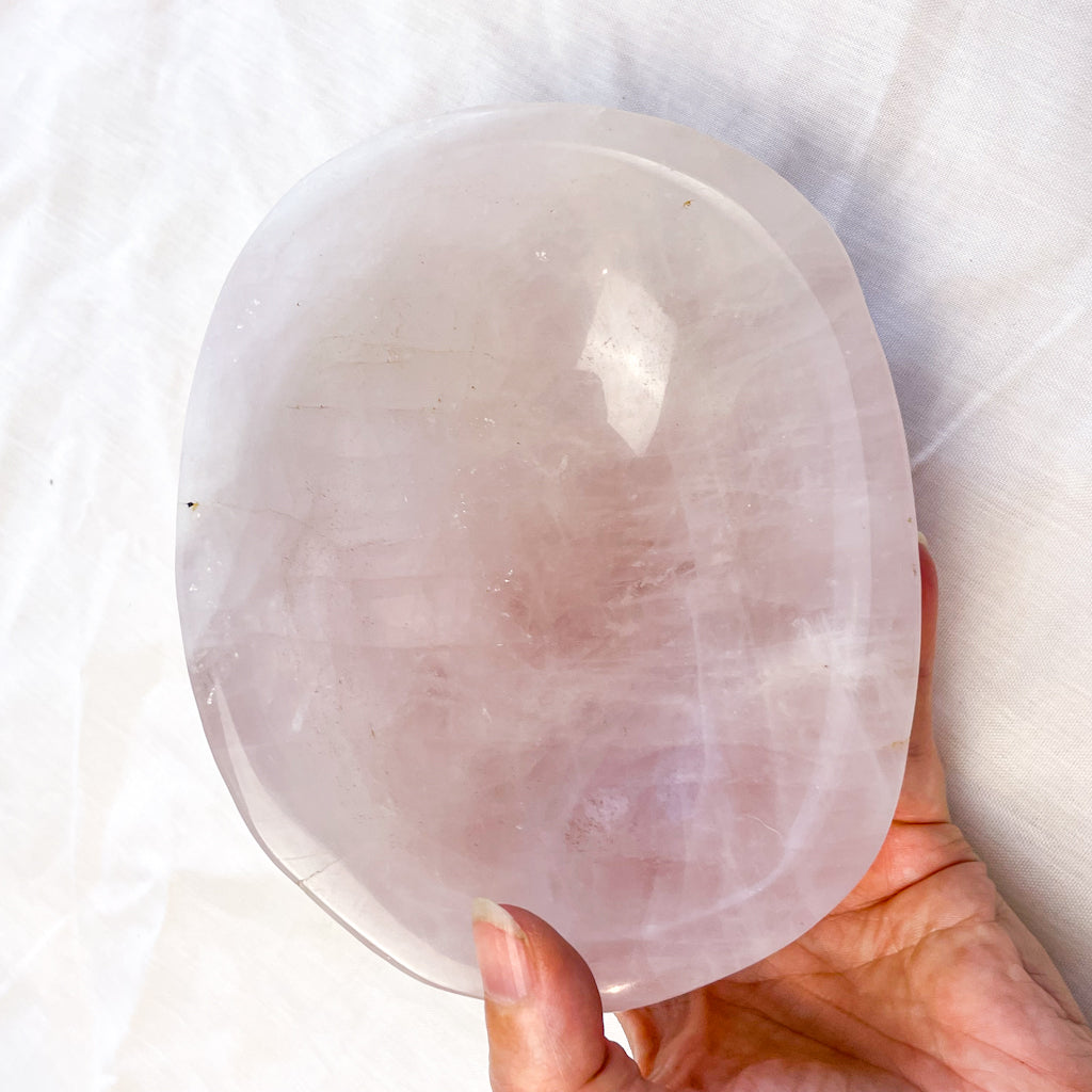 Rose quartz crystal polished large bowl 1.2kg