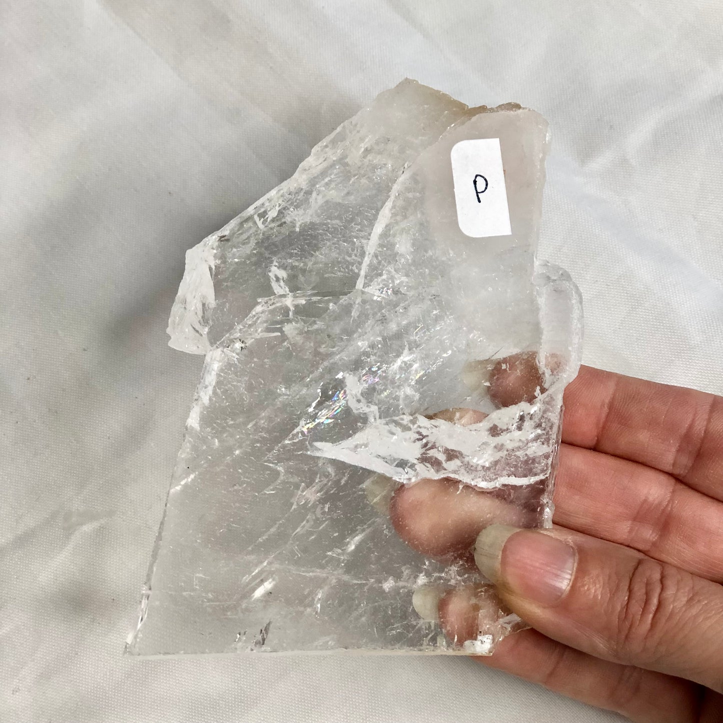 Clear quartz crystal polished slab P
