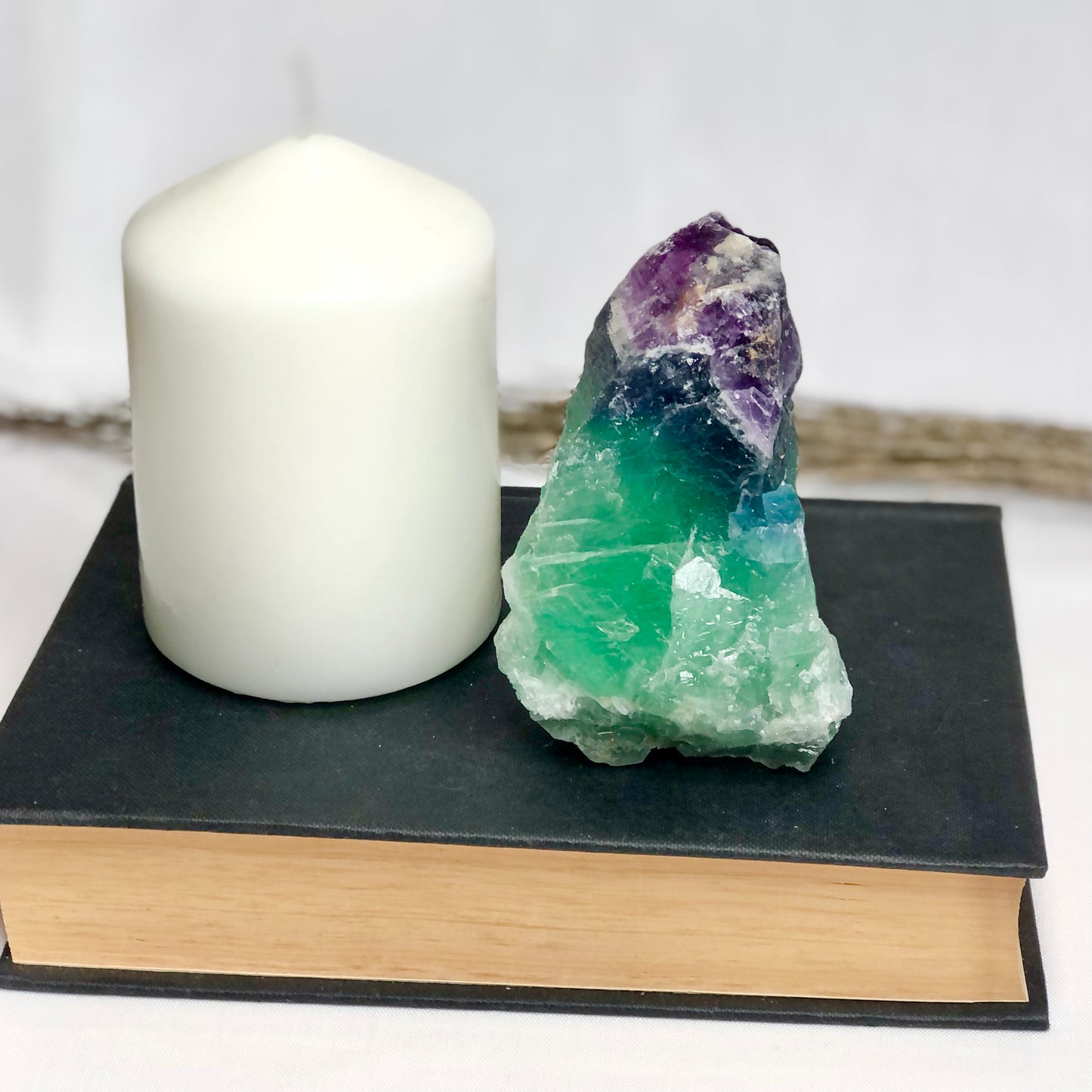 Fluorite purple green + blue crystal raw stone