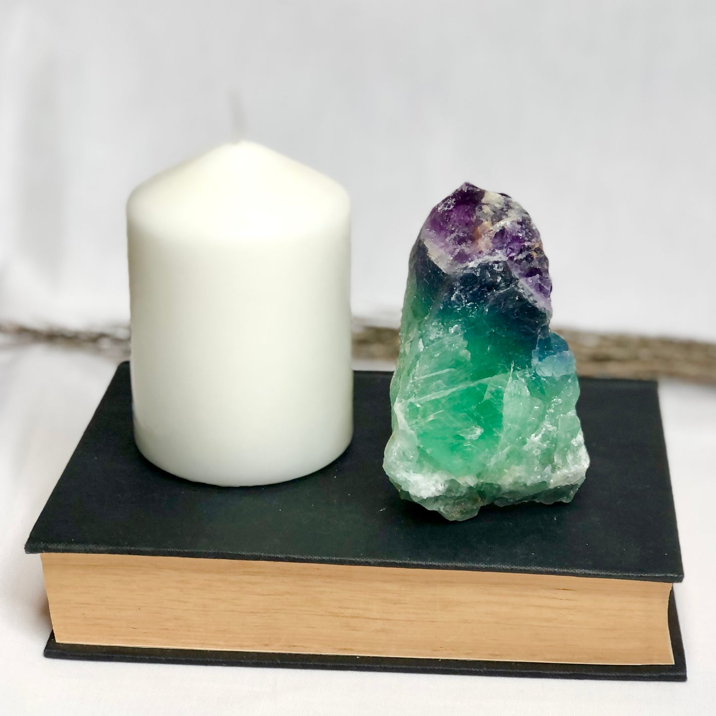 Fluorite purple green + blue crystal raw stone