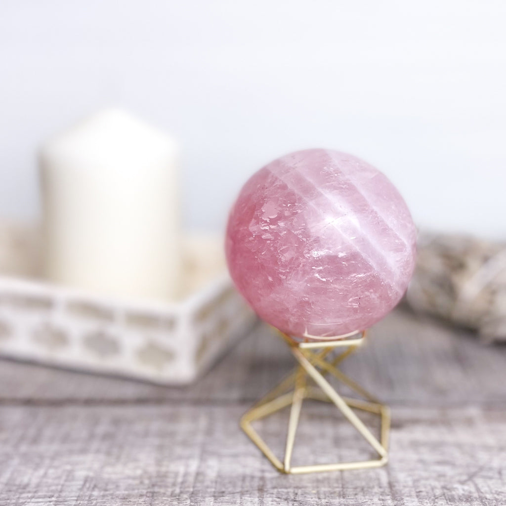 Rose Quartz crystal sphere 6.5cm