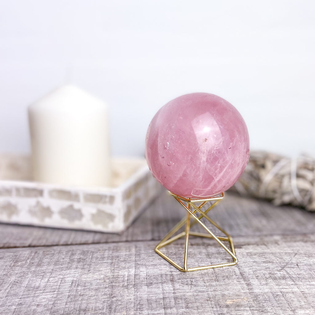 Rose Quartz crystal sphere 6.5cm