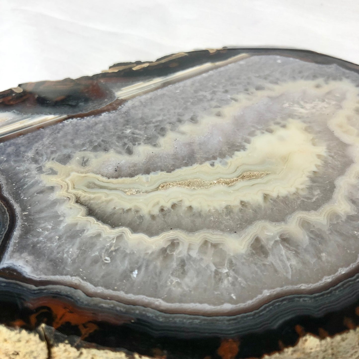 Natural Agate polished crystal thick slab L