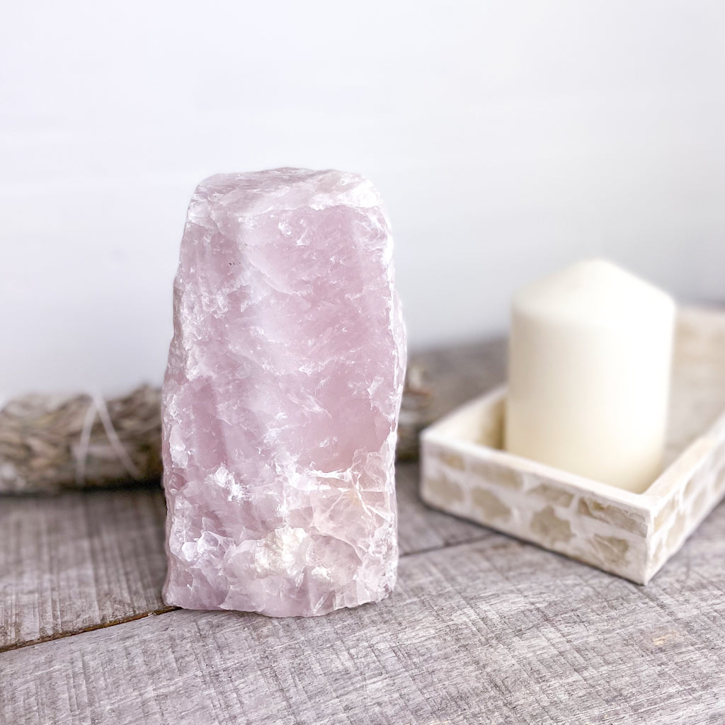 Rose quartz crystal lamp raw rock