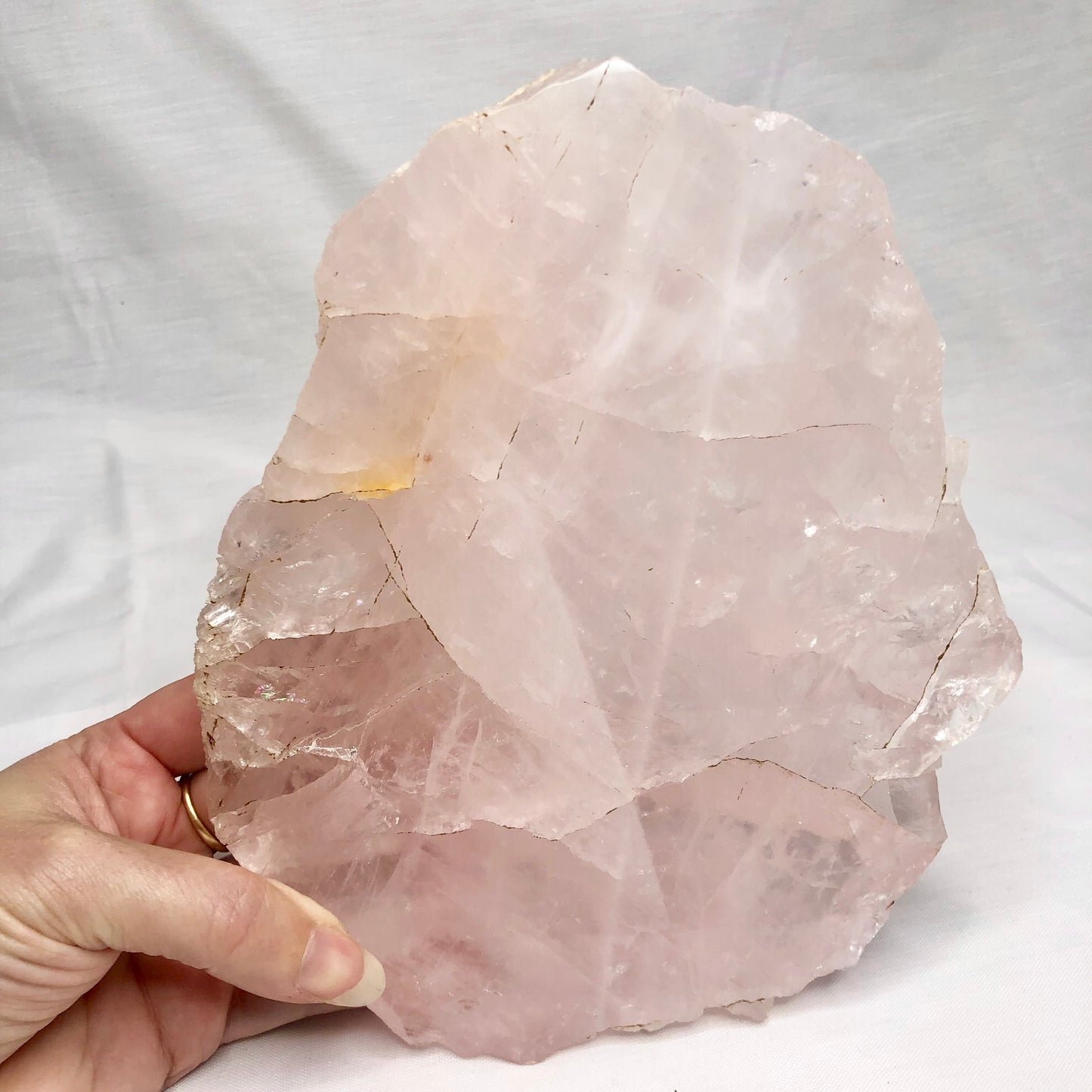 Rose quartz crystal gemmy polished slab