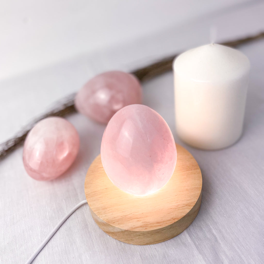 Rose Quartz crystal egg M-L