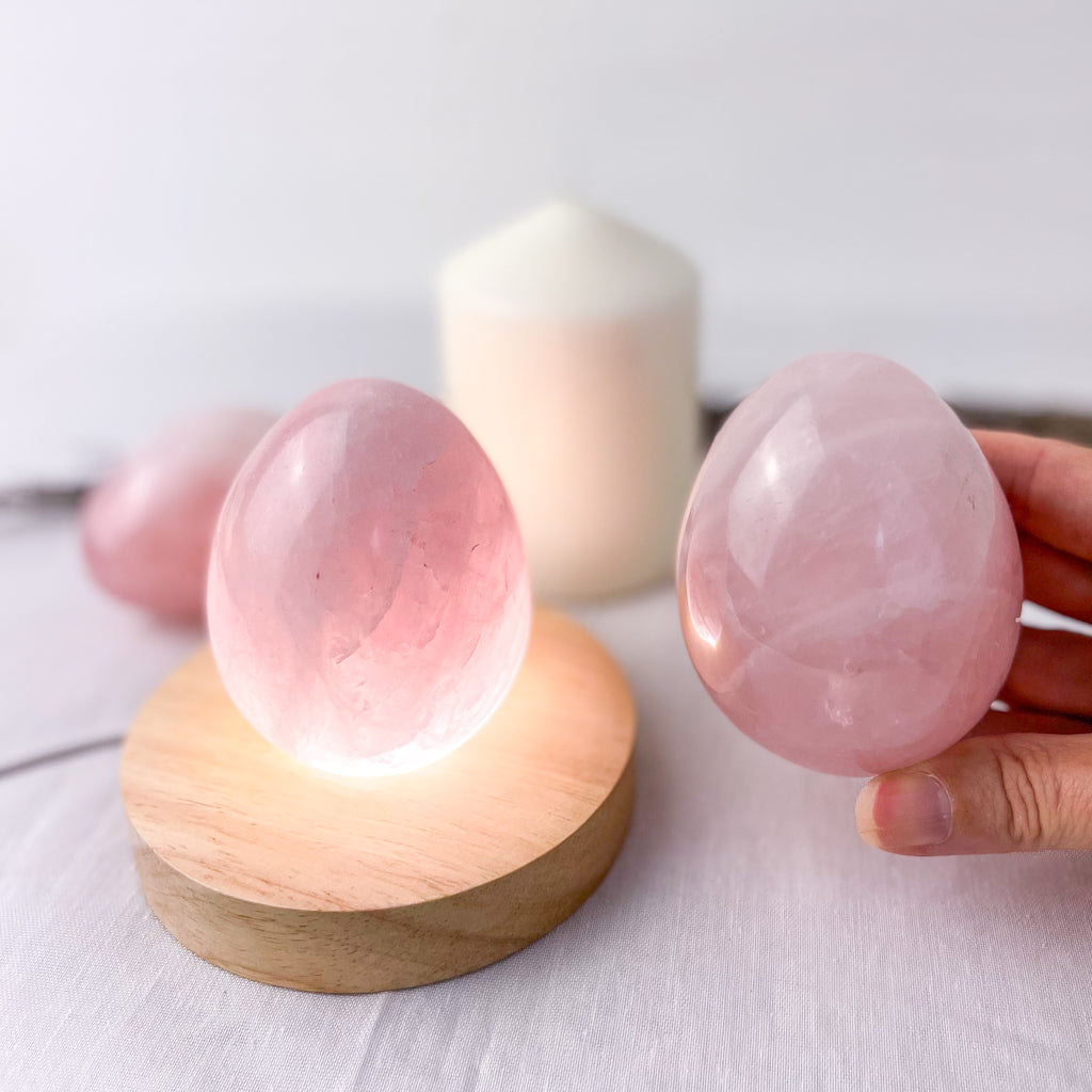 Rose Quartz crystal egg M-L