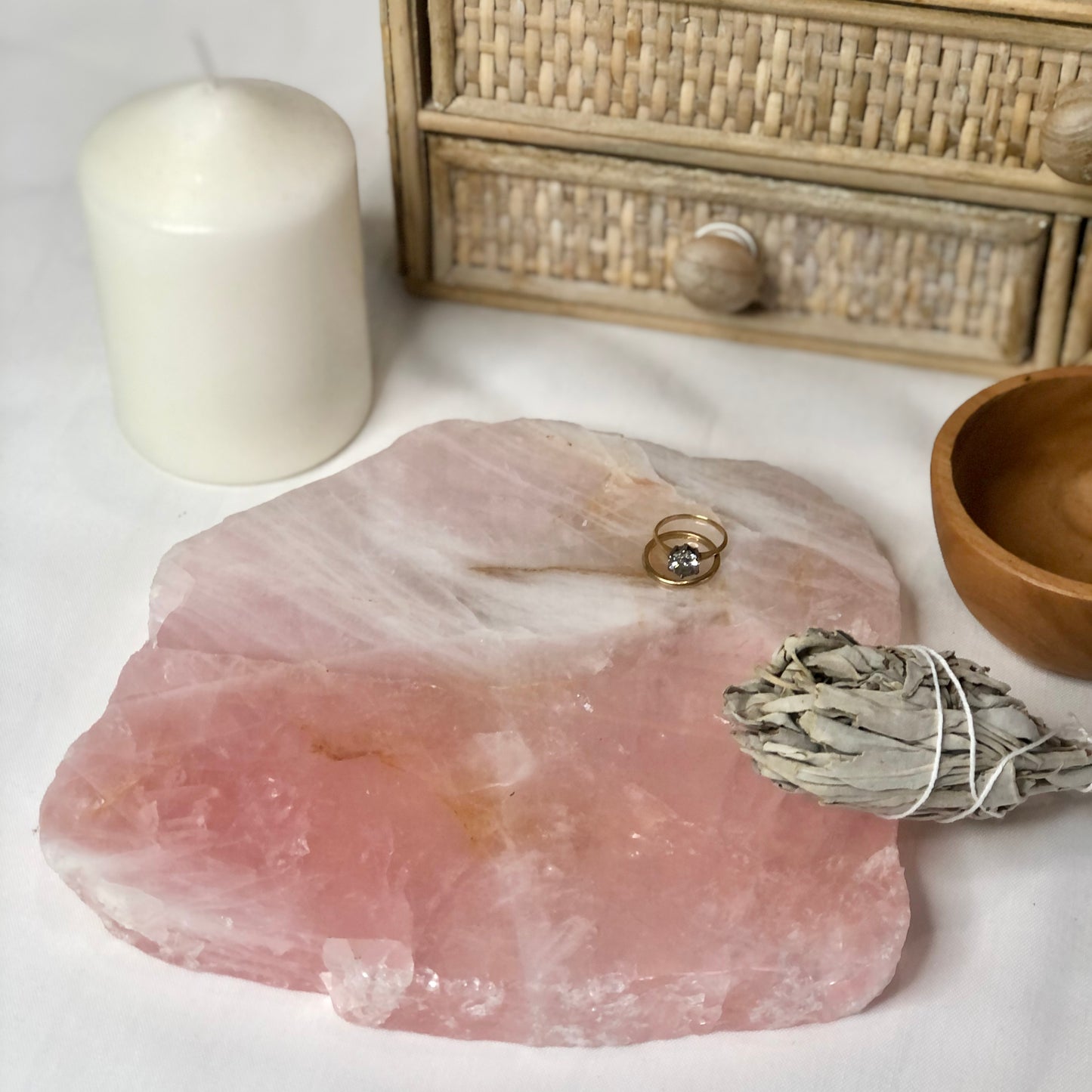 Rose quartz crystal polished slab A grade XL