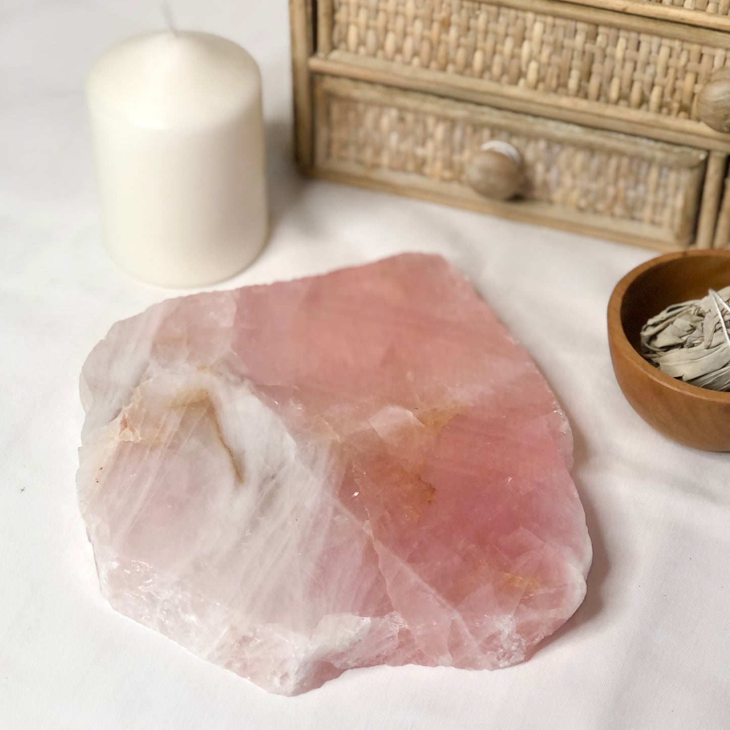 Rose quartz crystal polished slab A grade XL