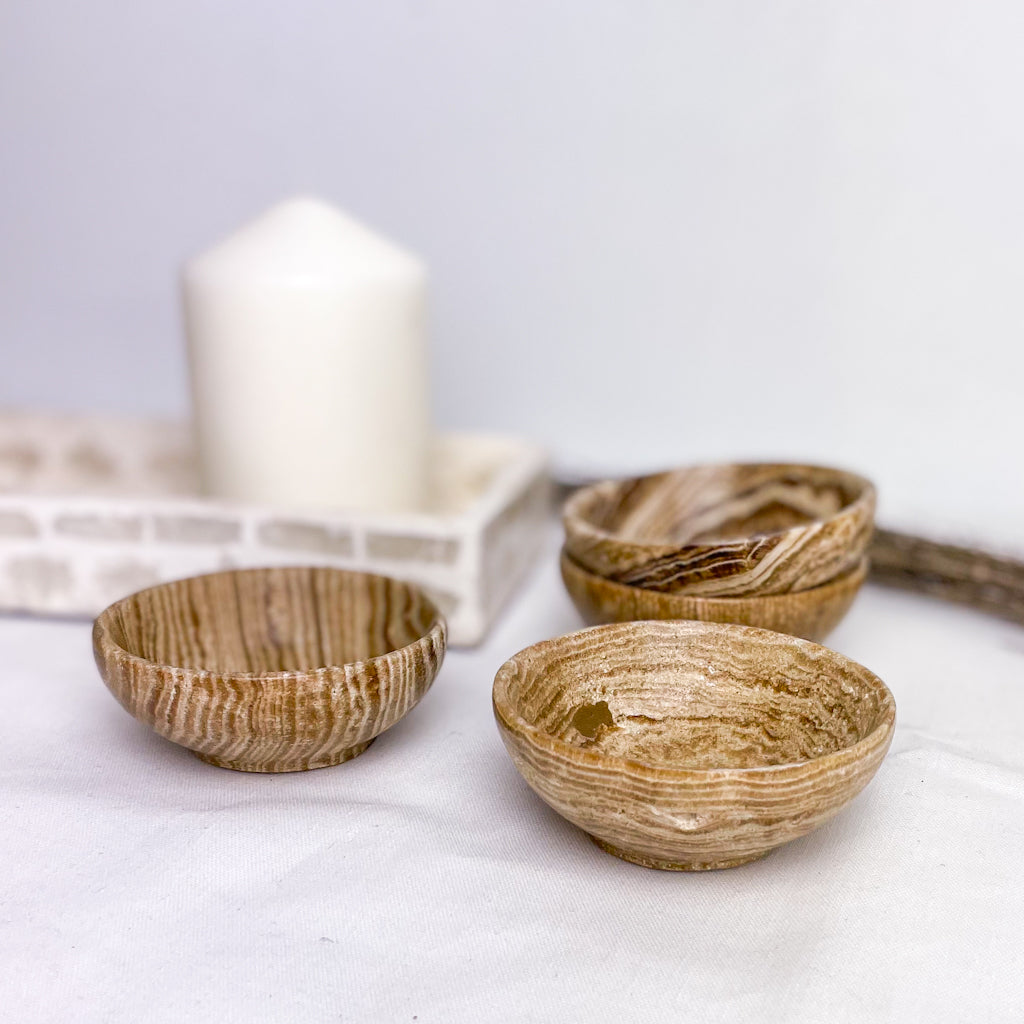 Aragonite crystal bowl