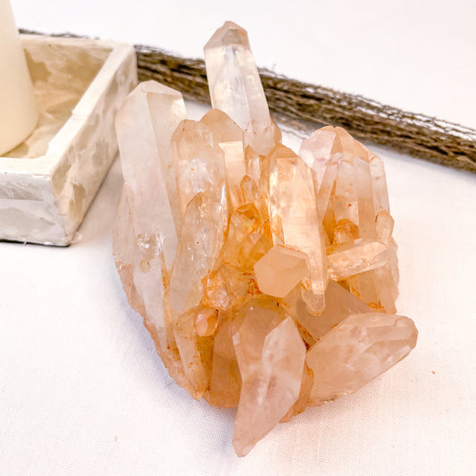 Pink Himalayan Quartz crystal cluster 13