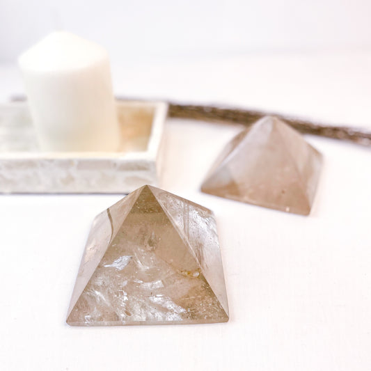 Smoky clear quartz with phantoms large crystal pyramid XL