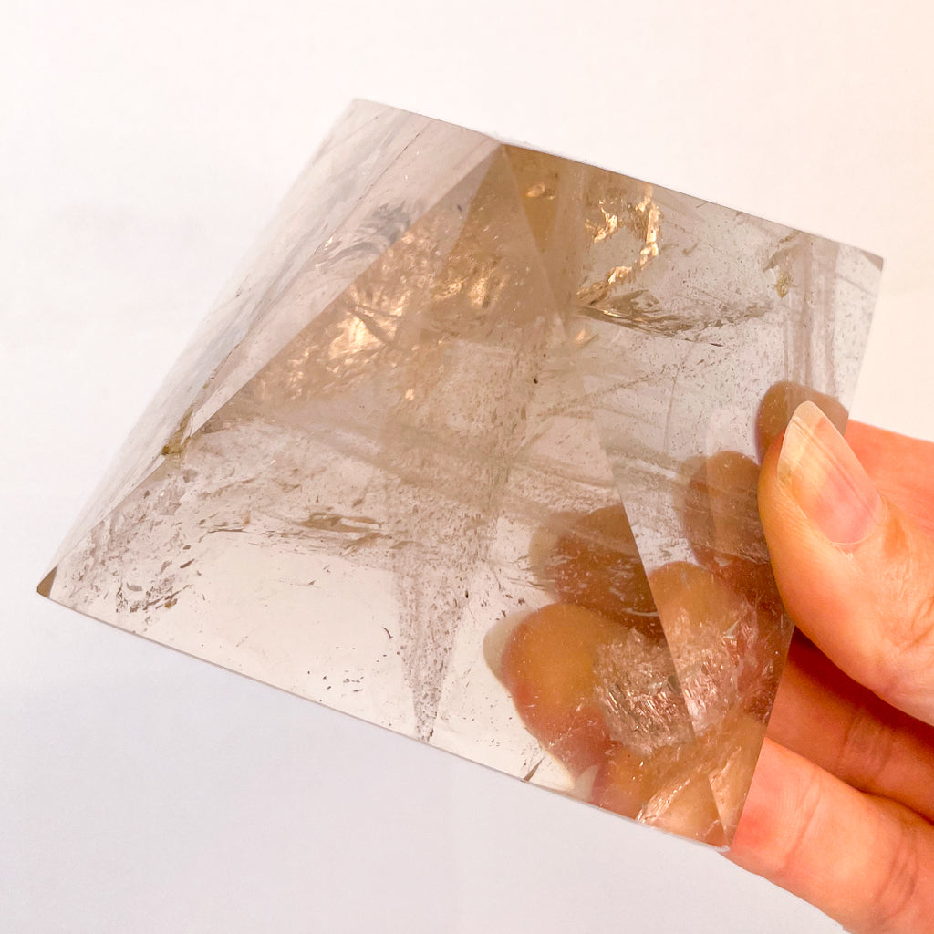 Smoky clear quartz with phantoms large crystal pyramid XL