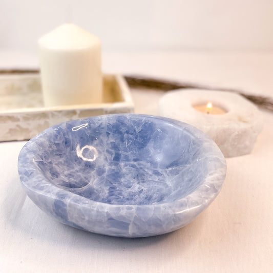 Blue Calcite crystal large bowl