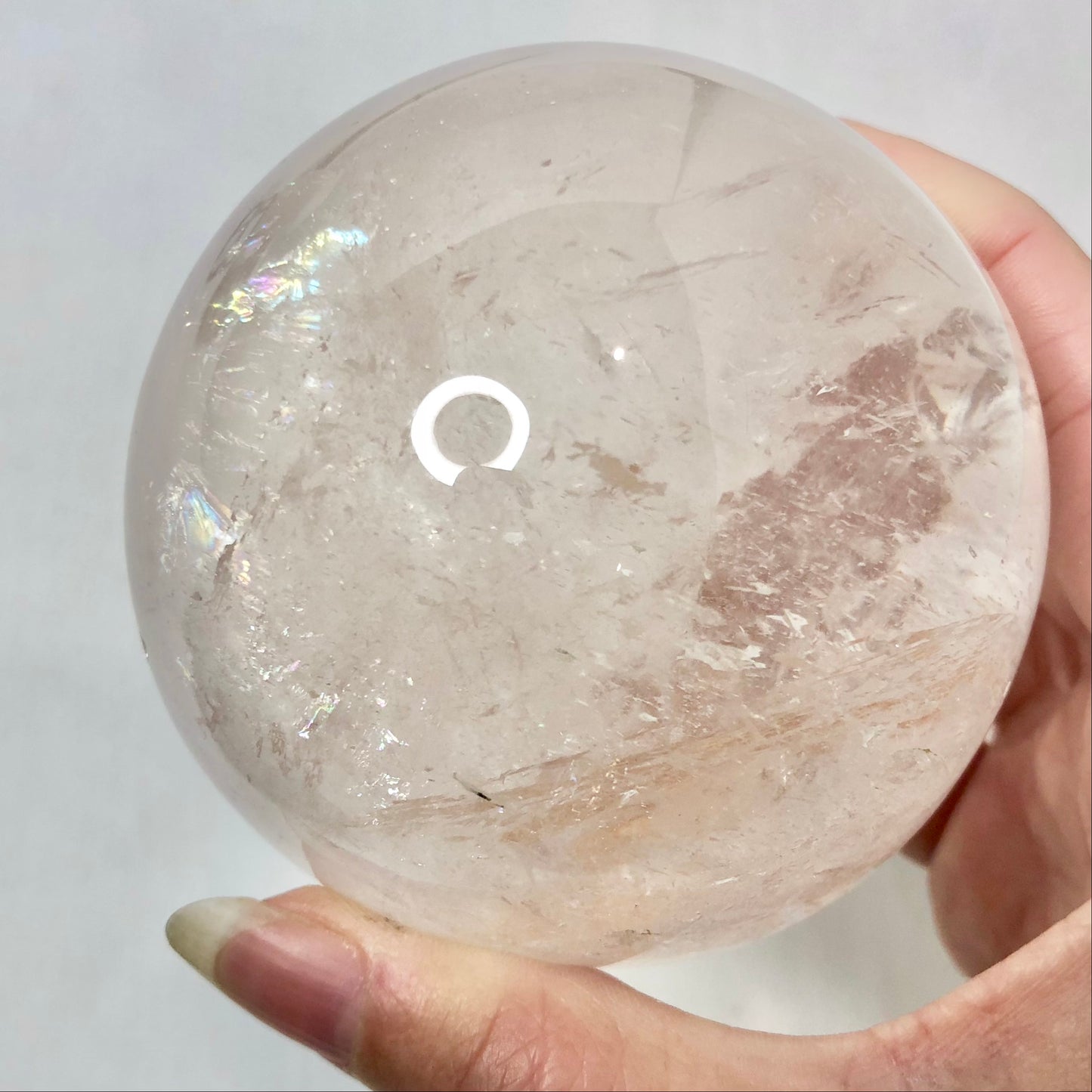 Clear quartz A grade rainbow inclusions crystal sphere L