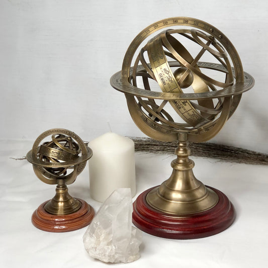 Antique brass zodiac armillary globe