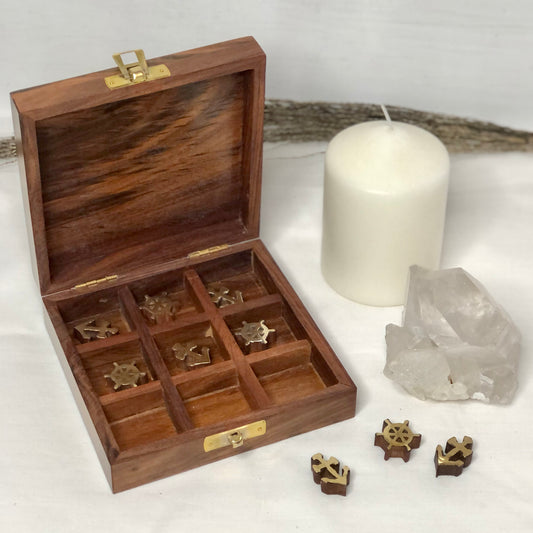 Hand crafted wood + brass nautical game box