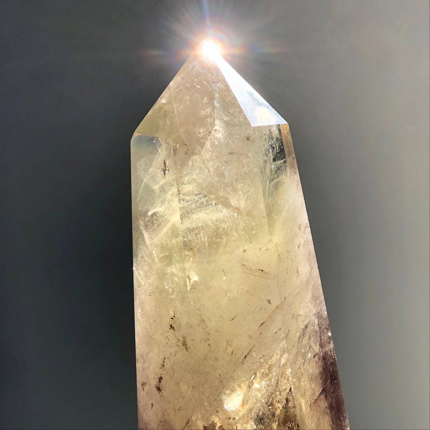 Citrine with Phantom + Enhydro Rainbow Inclusions crystal generator XL