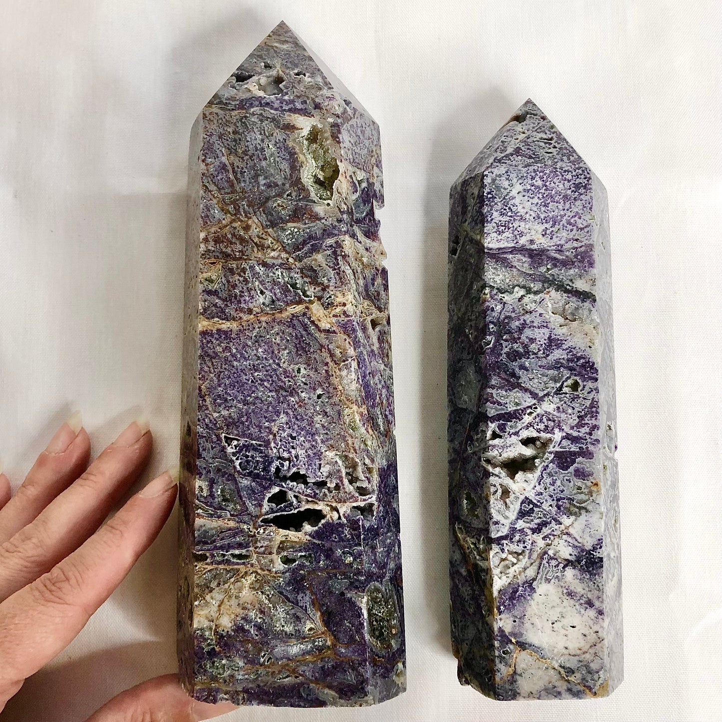 Purple Fluorite + druzy sphalerite crystal generator tower XL - XXL