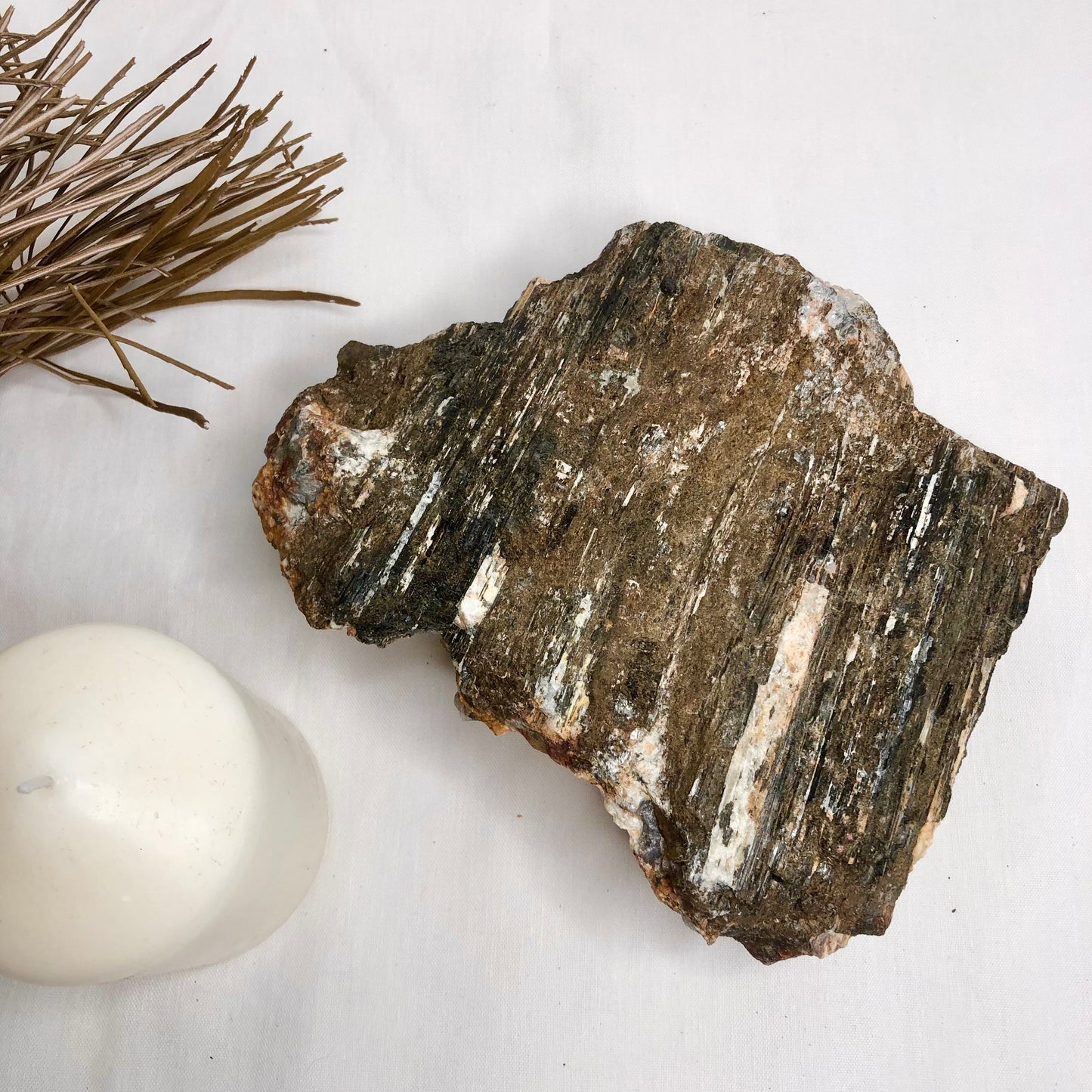 Black Tourmaline, Rose quartz + Mica crystal rough stone XL 1.7kg