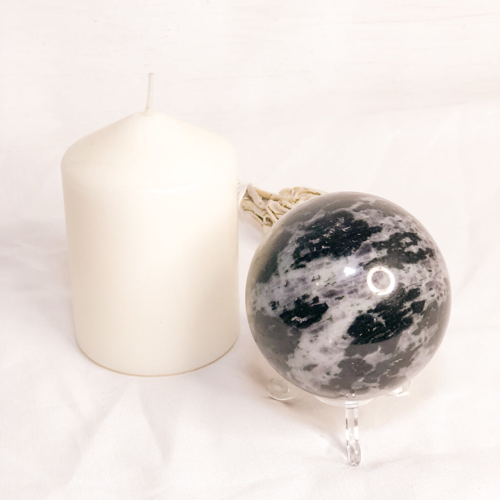 Indigo Gabbro crystal sphere L