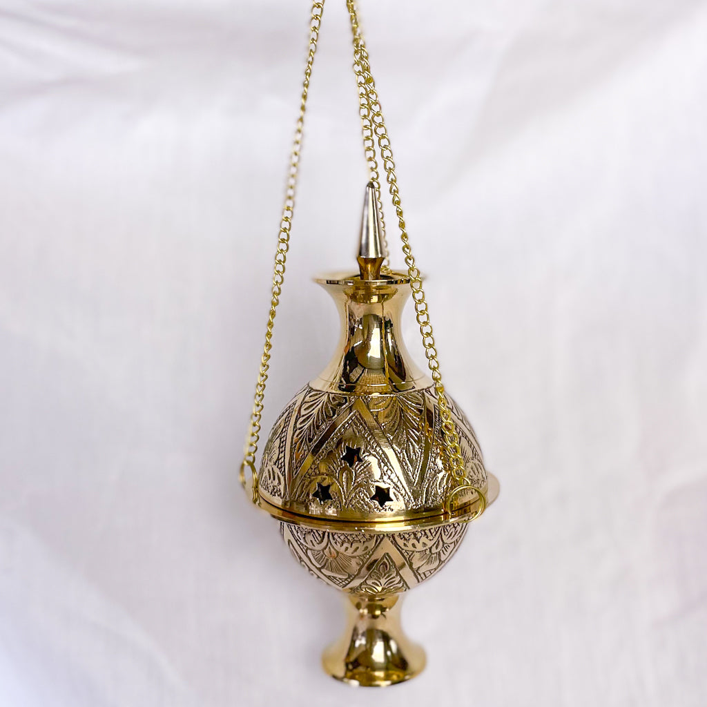 Brass incense resin burner hanging holder