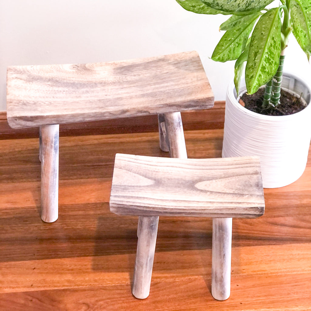 Kiri handcrafted wooden four leg stool