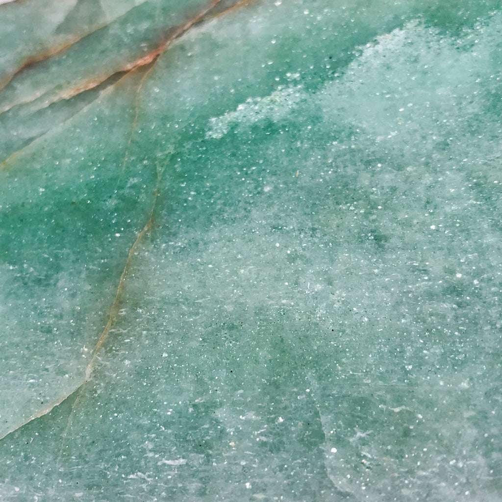 Green aventurine + Mica crystal polished slab