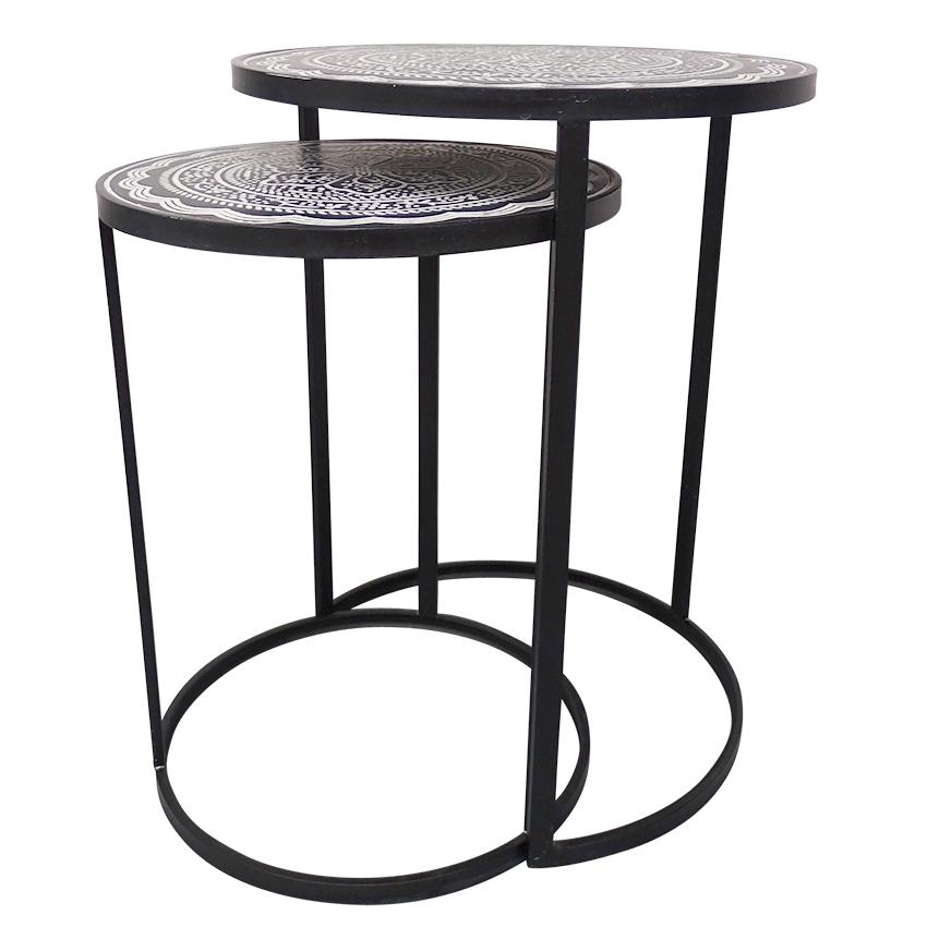 Marrakesh side tables - Pressed metal nested table pair