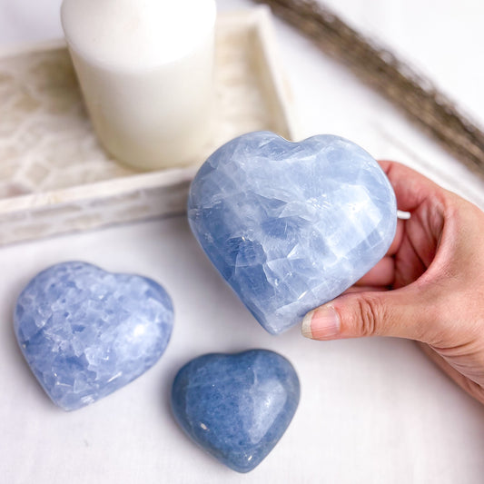 Blue Calcite crystal heart