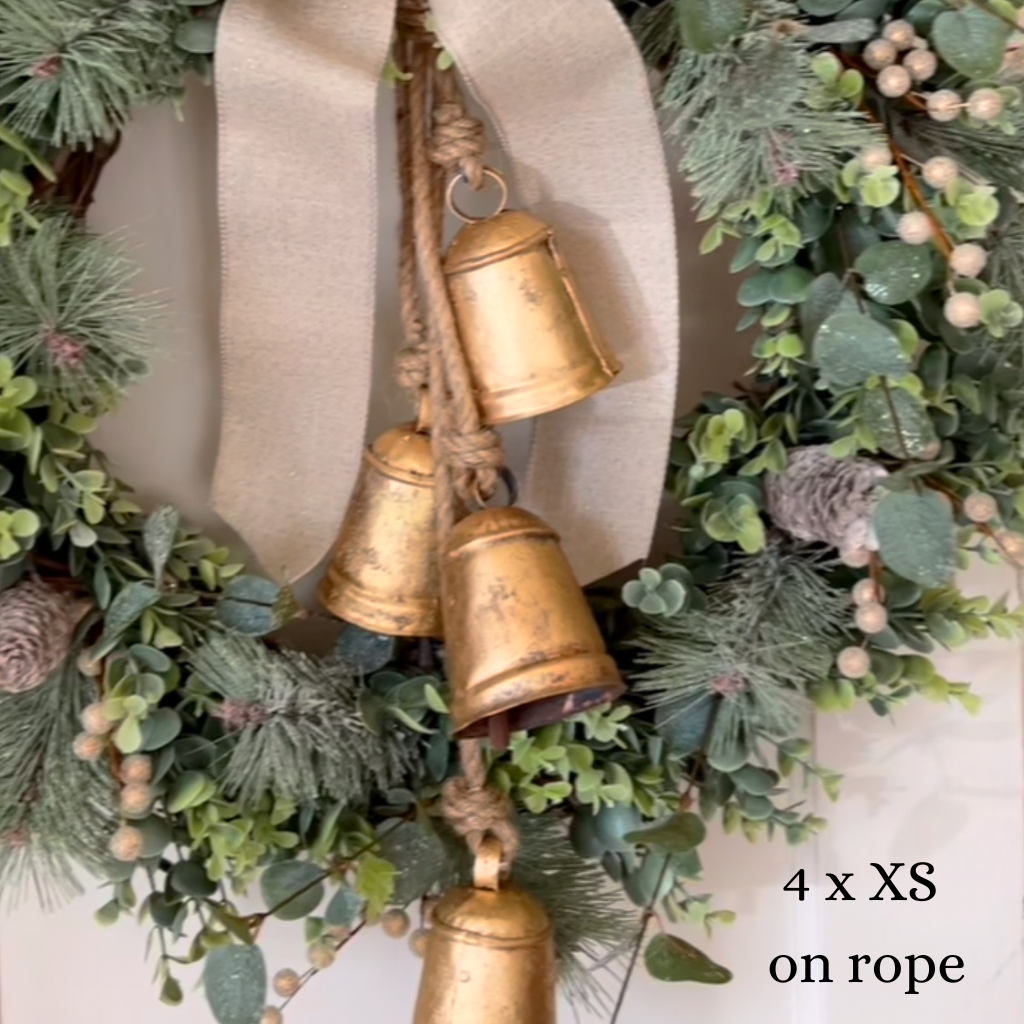 Cow bell in rusted brass (gold Christmas door wreath bells) Australia