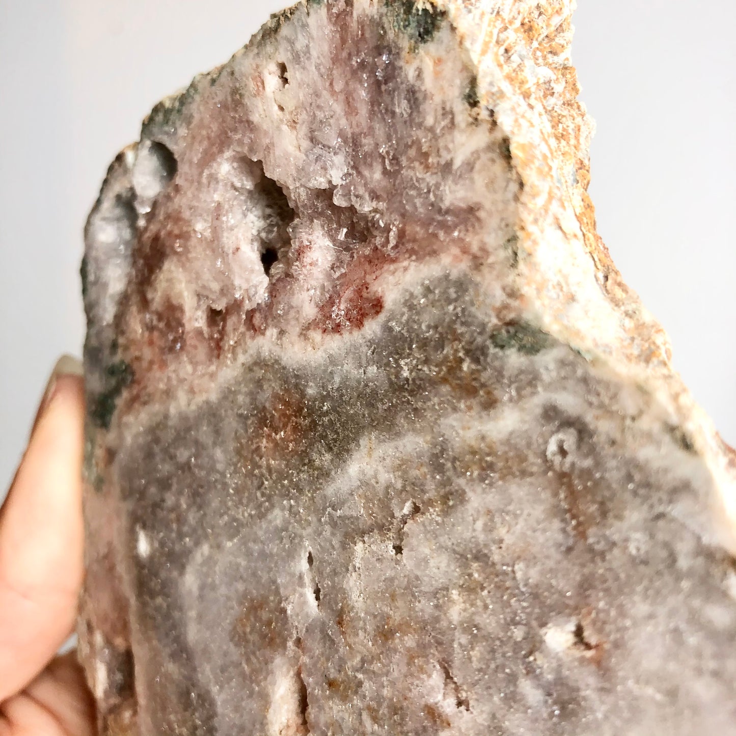 Pink Amethyst crystal slab on stand 18