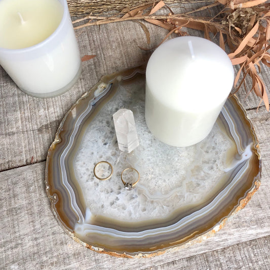 Natural Agate crystal slice tray