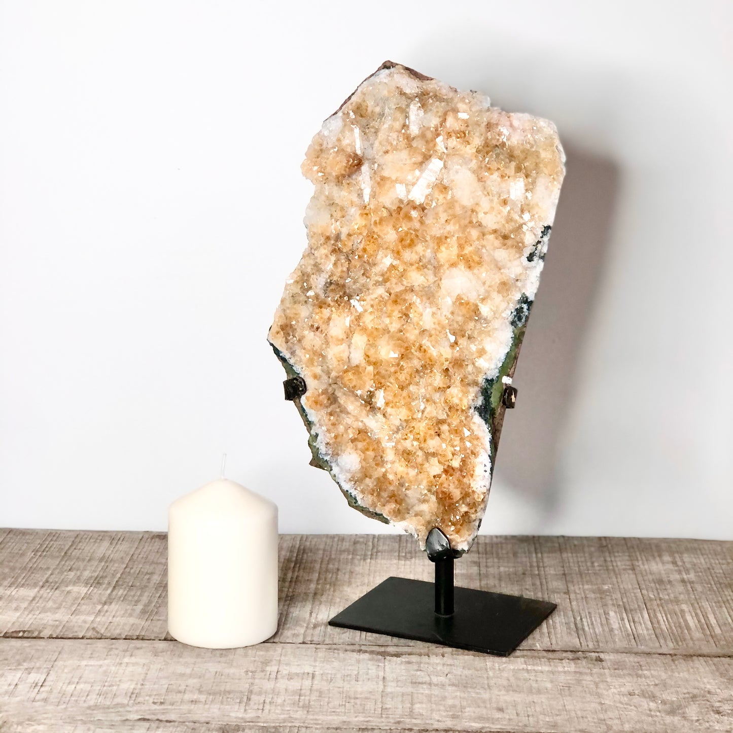 Citrine crystal cluster with black stand XL