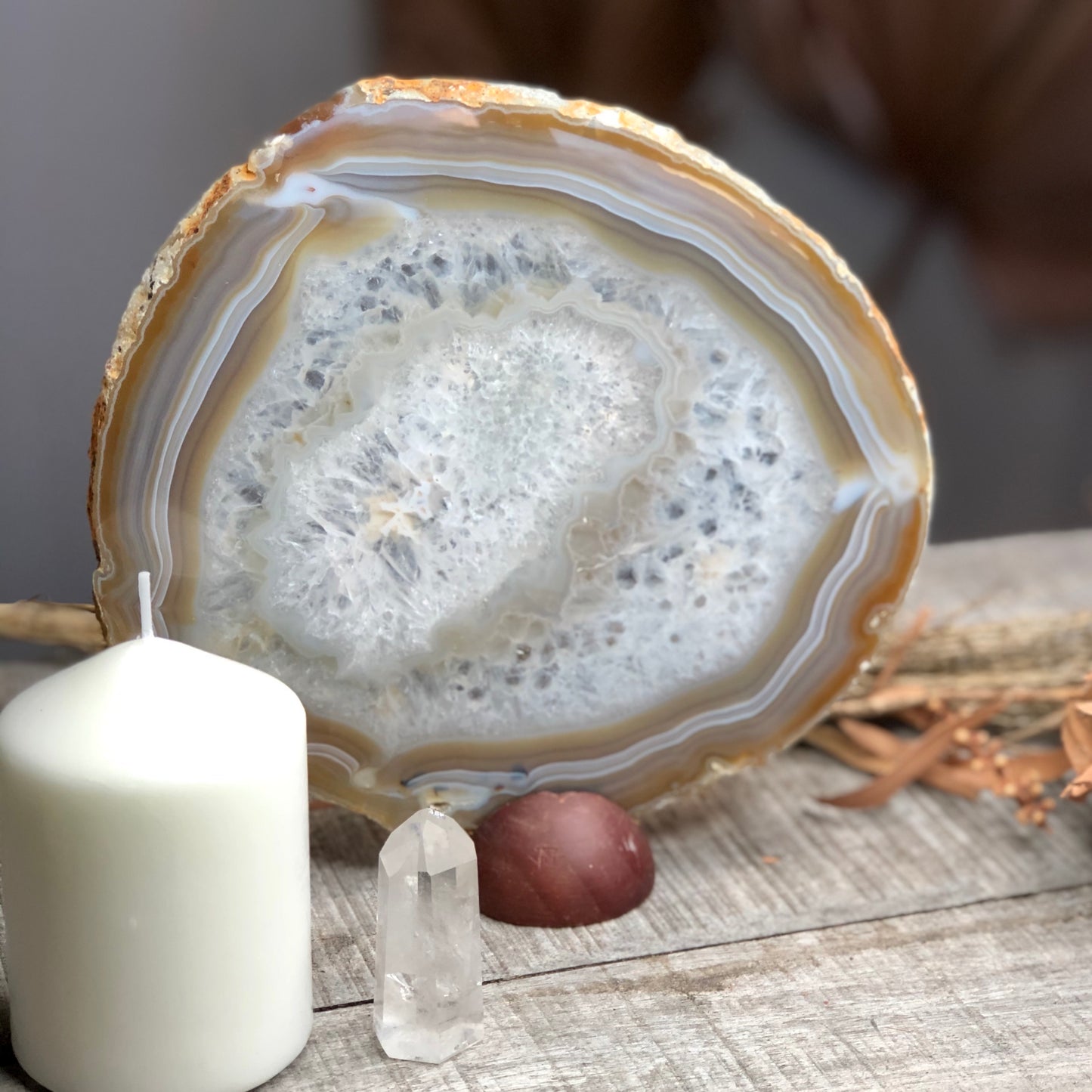 Natural Agate crystal slice tray