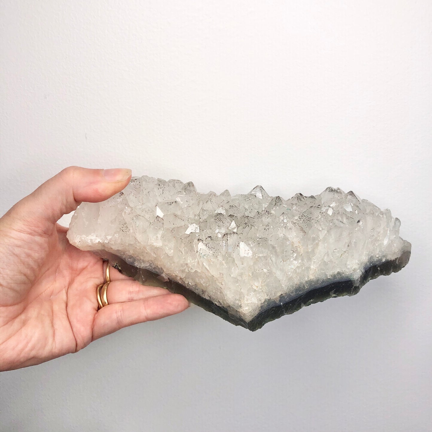 Snow Clear Quartz + Cacoxenite diamond crystal cluster