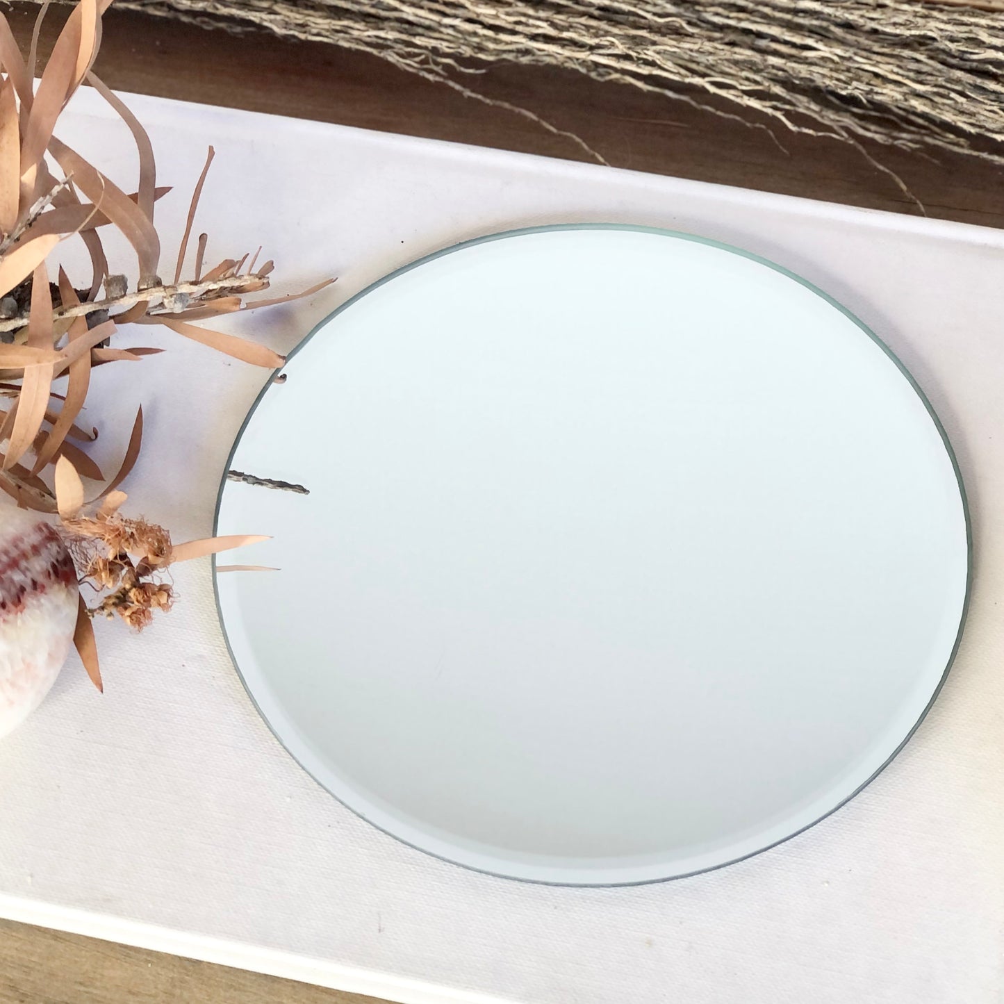 Mirror plate / beveled edge mirror platter tray