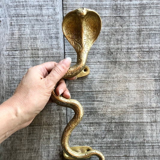 Brass King Cobra ornate door handle
